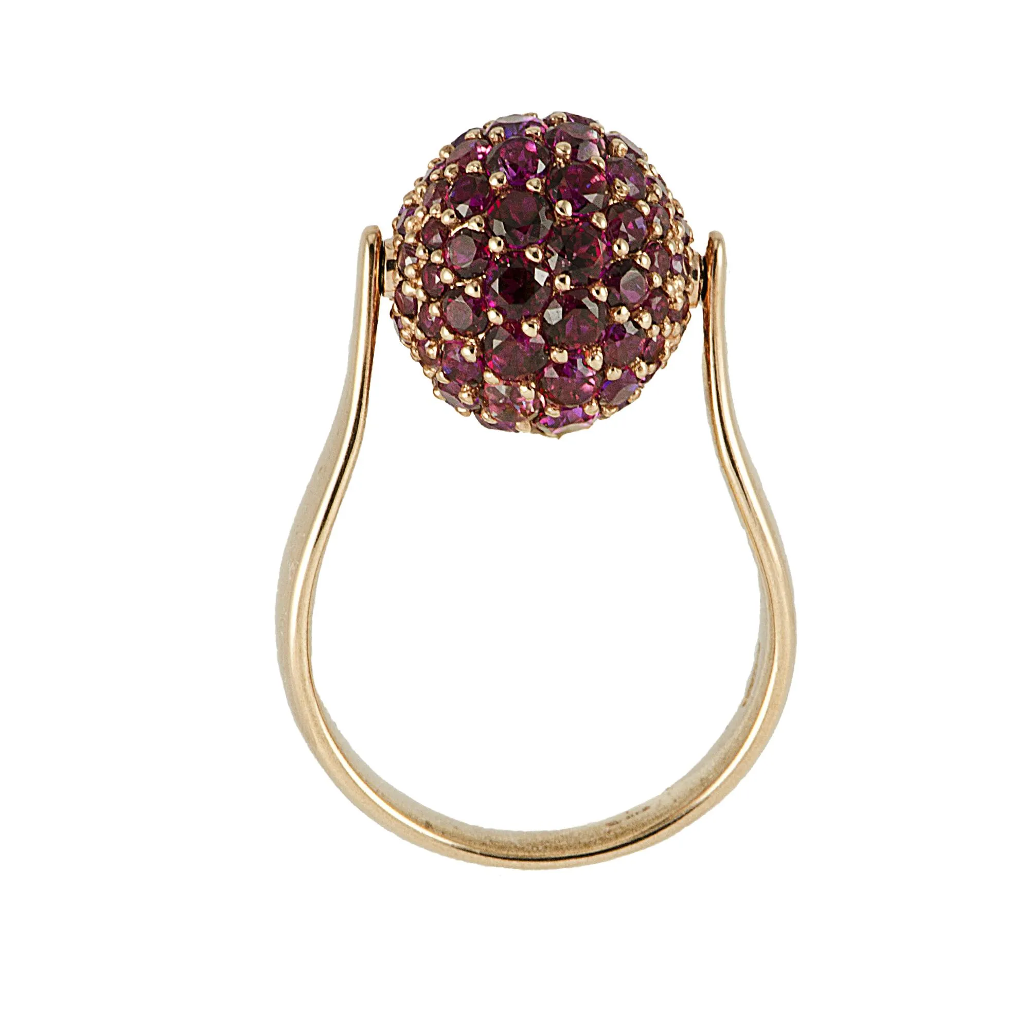 ANELLO IN ORO ROSA 9KT E TOPAZI ROSSI MIS 9