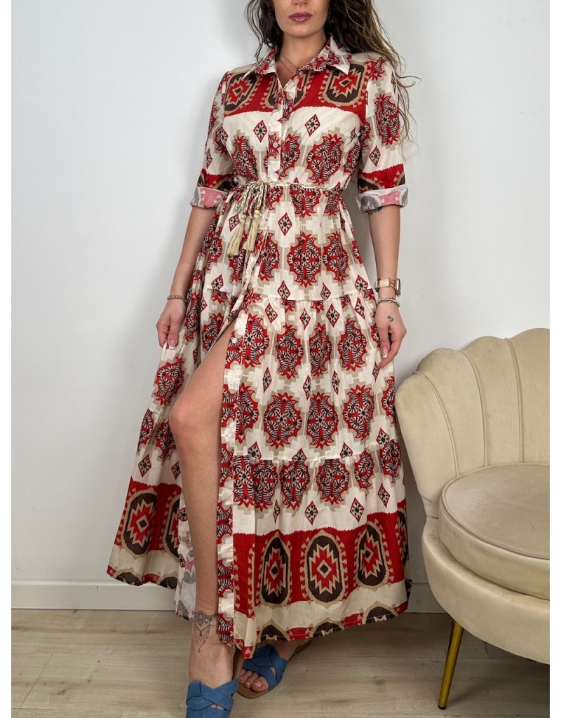 LONG DRESS VITTORIA CON MARRONE