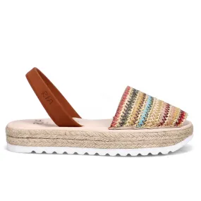 Minorchine Ria Menorca 21920 Maori in rafia multicolor con zeppa