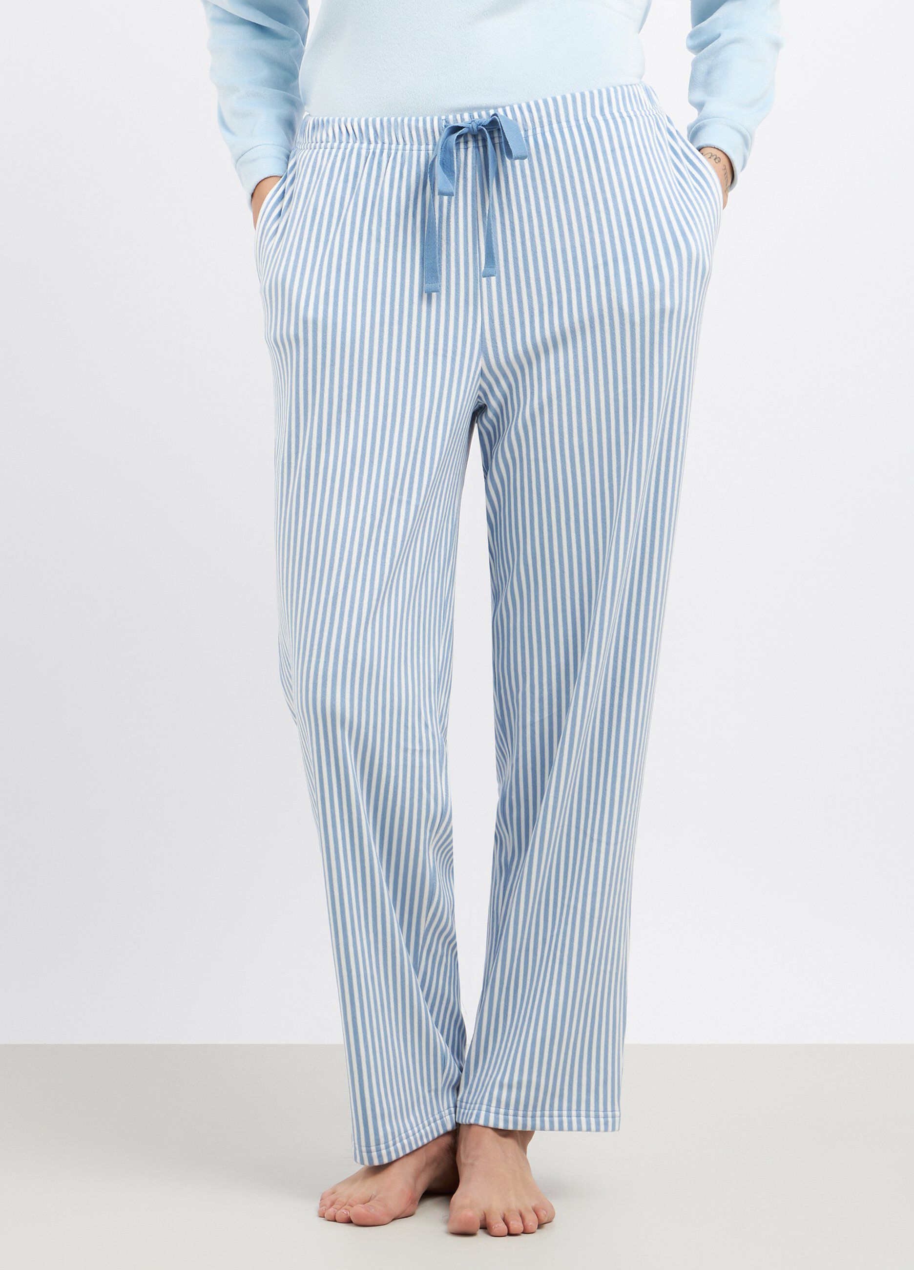 Pantaloni lunghi pigiama in velour stretch donna