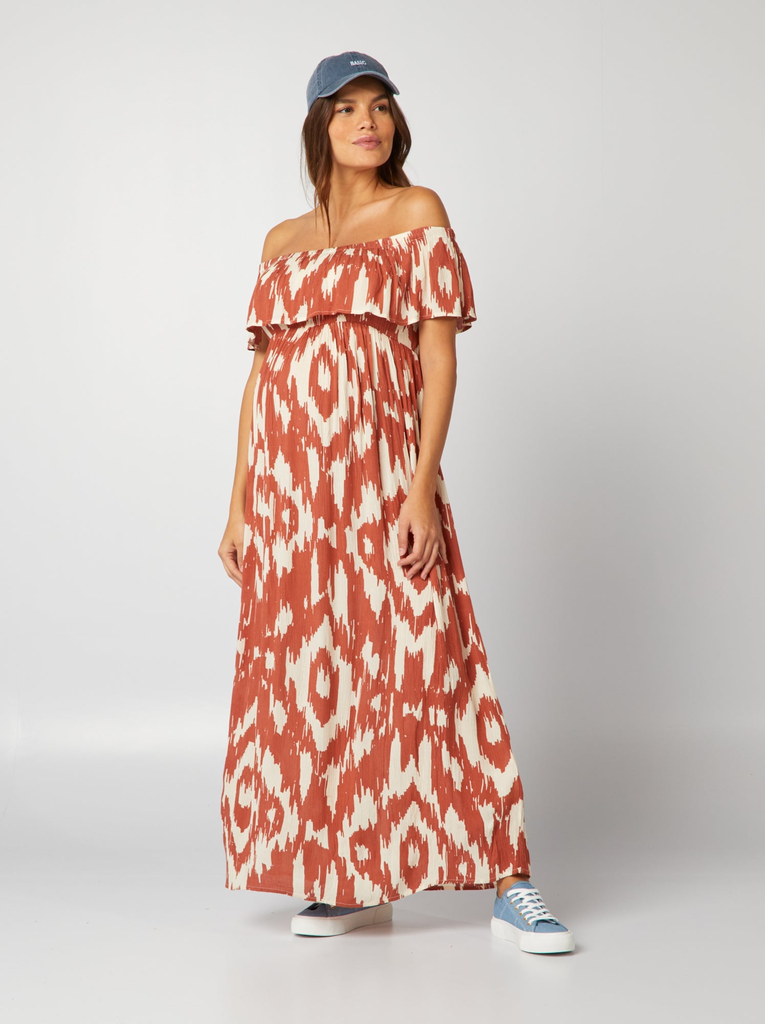 Vestito premaman con scollo bardot - ROSSO